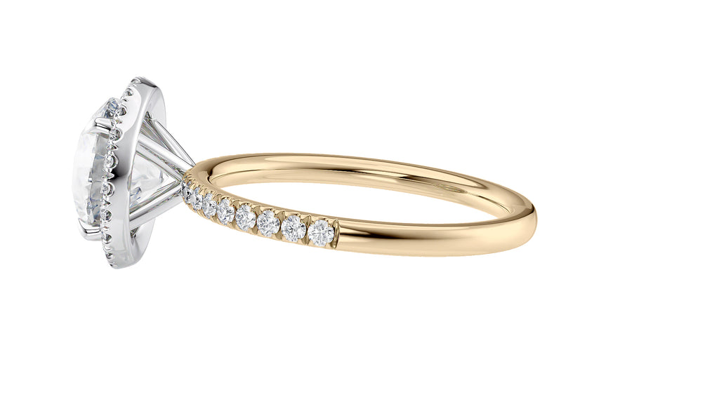 Round Halo Diamond Band Engagement Ring