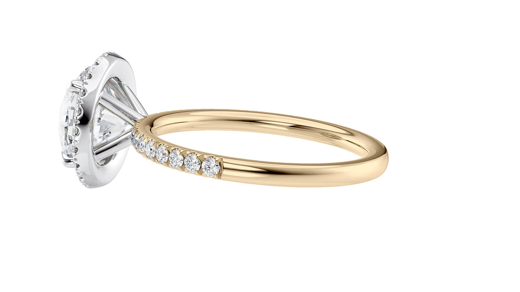 Round Halo Diamond Band Engagement Ring