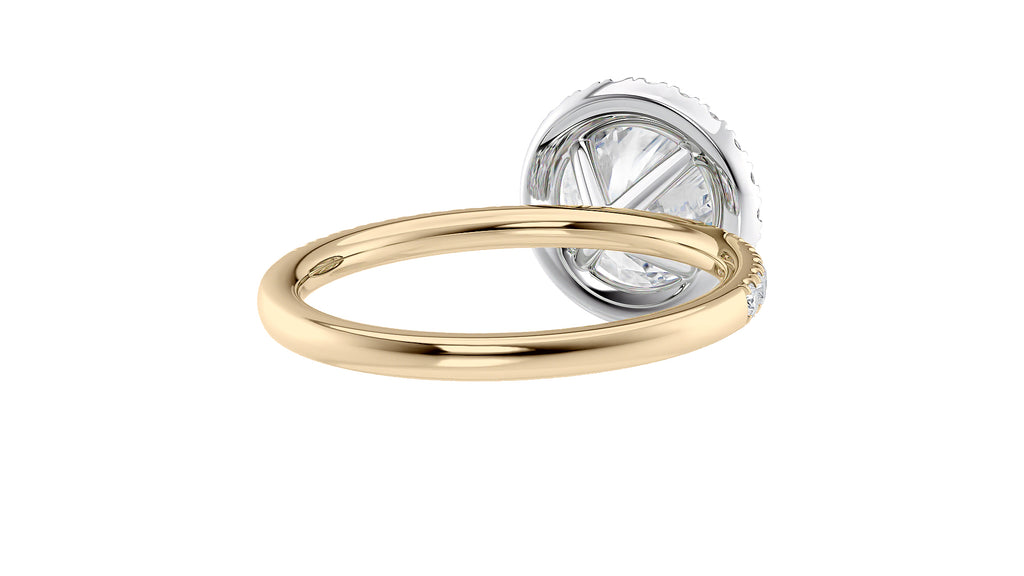 Round Halo Diamond Band Engagement Ring