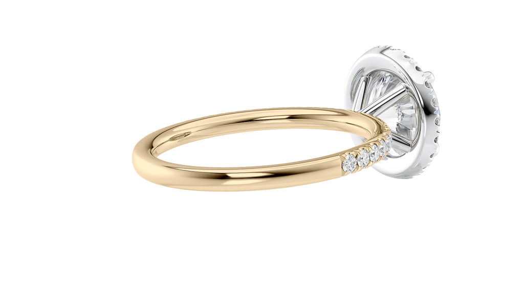 Round Halo Diamond Band Engagement Ring