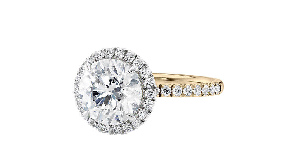 Round Halo Diamond Band Engagement Ring