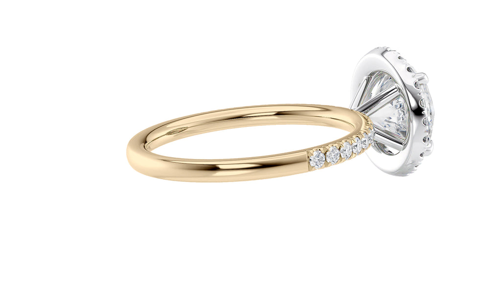 Round Halo Diamond Band Engagement Ring