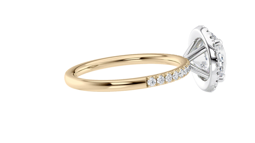 Round Halo Diamond Band Engagement Ring