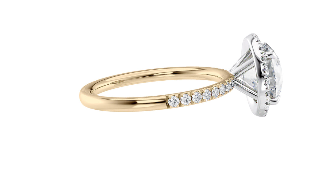 Round Halo Diamond Band Engagement Ring