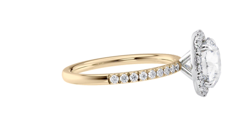 Round Halo Diamond Band Engagement Ring