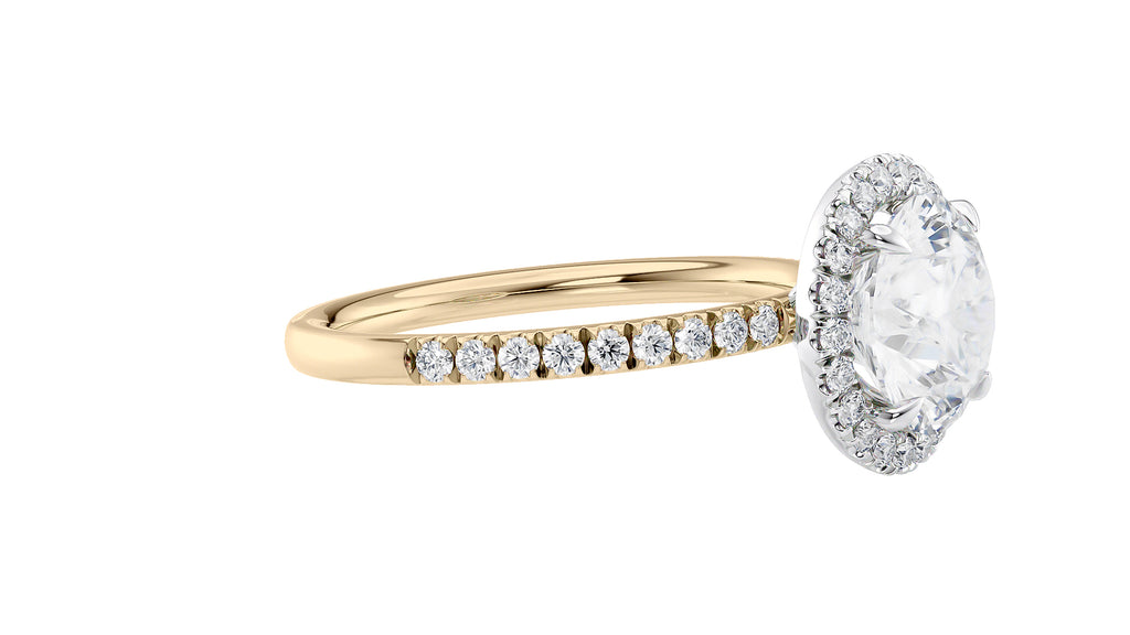 Round Halo Diamond Band Engagement Ring