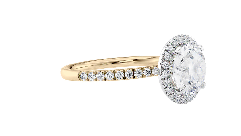 Round Halo Diamond Band Engagement Ring