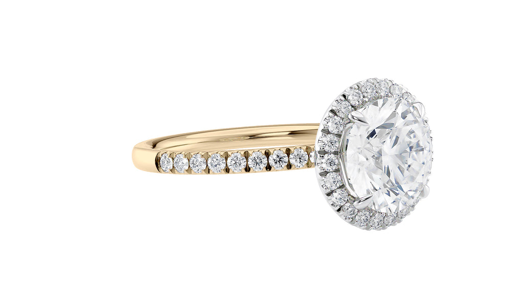 Round Halo Diamond Band Engagement Ring