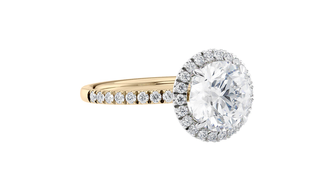Round Halo Diamond Band Engagement Ring