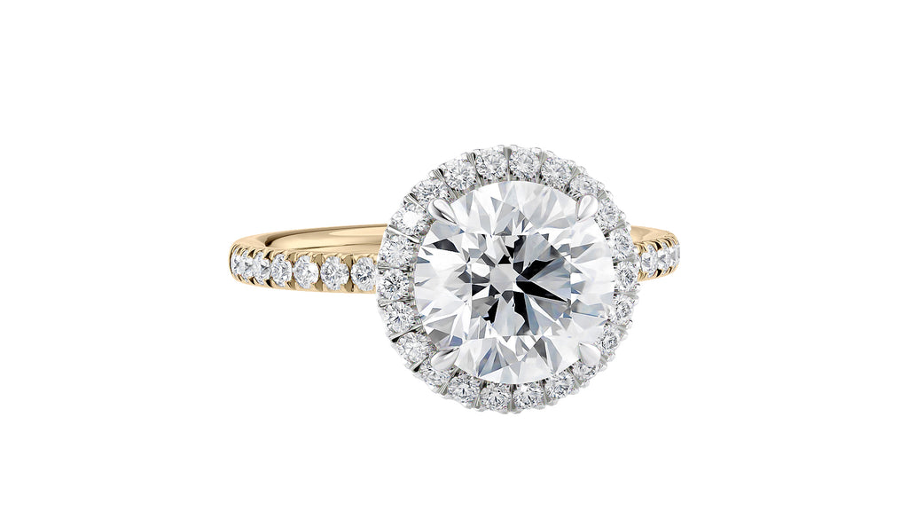 Round Halo Diamond Band Engagement Ring