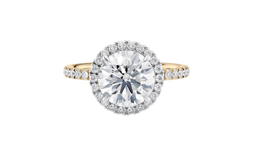 Round Halo Diamond Band Engagement Ring