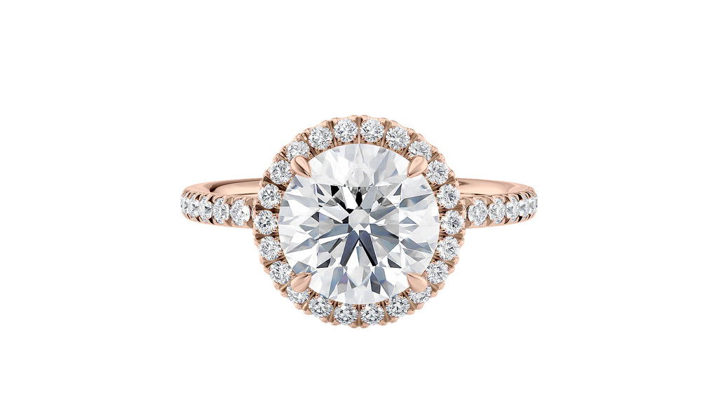 Round Halo Diamond Band Engagement Ring