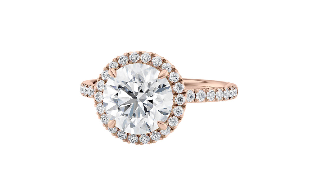 Round Halo Diamond Band Engagement Ring