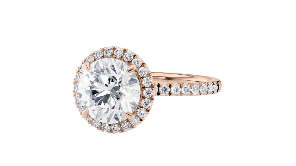 Round Halo Diamond Band Engagement Ring