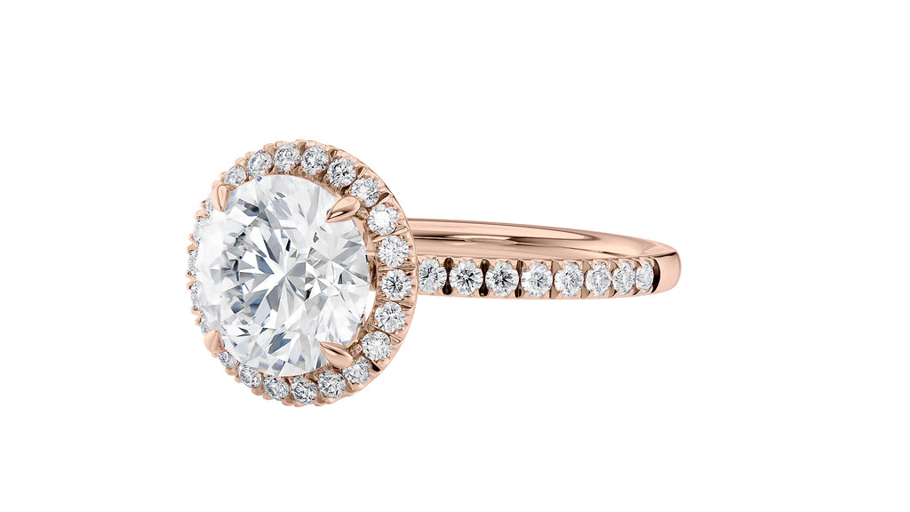 Round Halo Diamond Band Engagement Ring