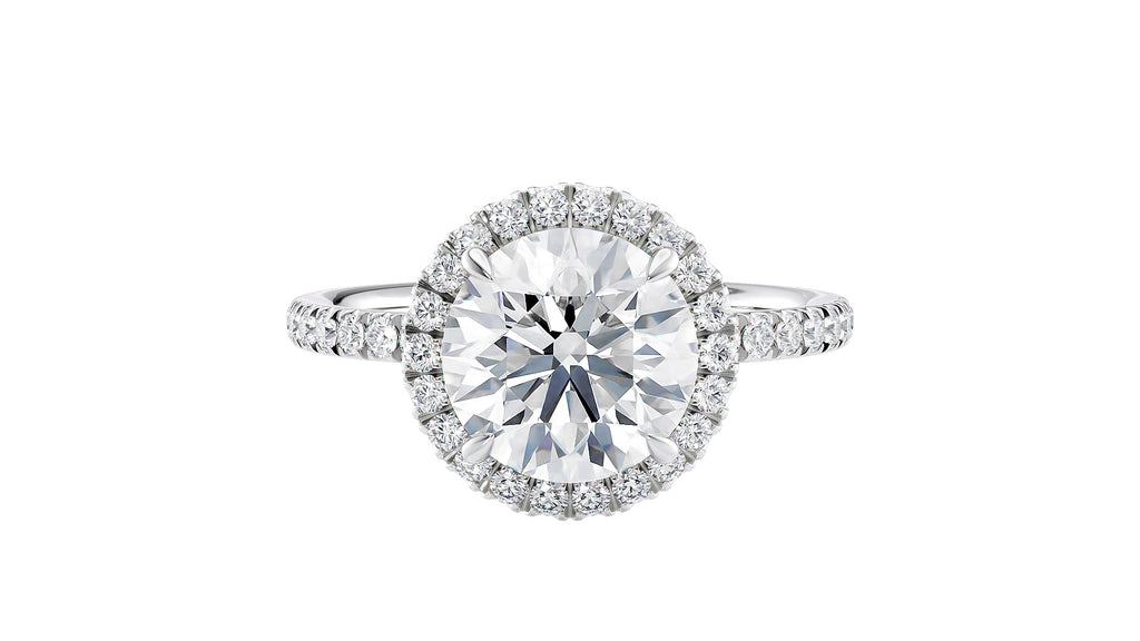 Round Halo Diamond Band Engagement Ring