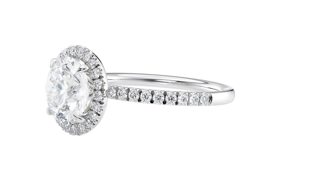 Round Halo Diamond Band Engagement Ring