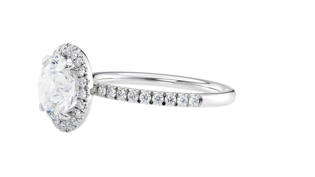 Round Halo Diamond Band Engagement Ring