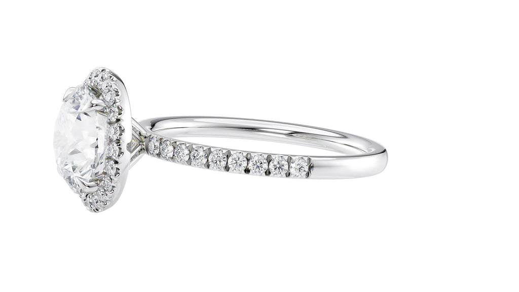 Round Halo Diamond Band Engagement Ring