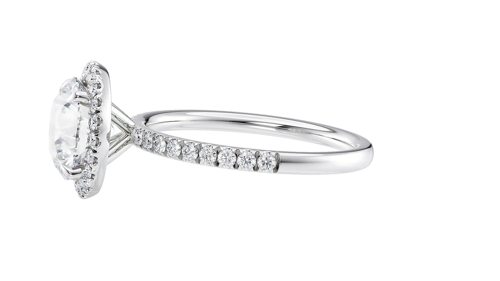 Round Halo Diamond Band Engagement Ring