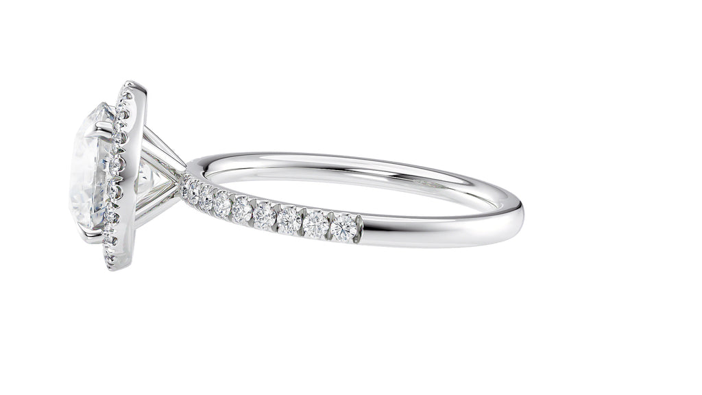 Round Halo Diamond Band Engagement Ring