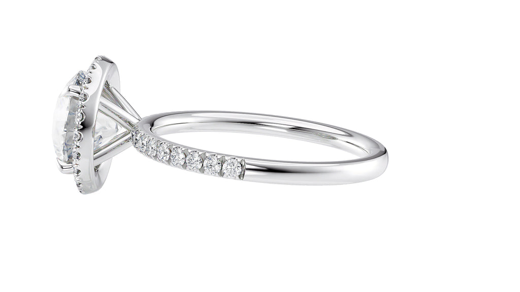 Round Halo Diamond Band Engagement Ring
