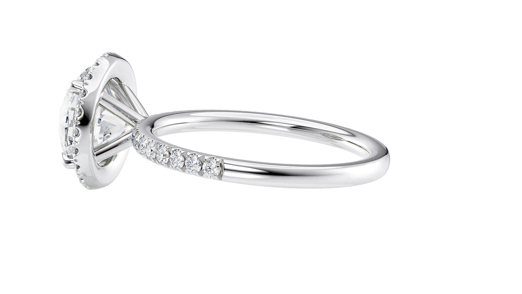 Round Halo Diamond Band Engagement Ring