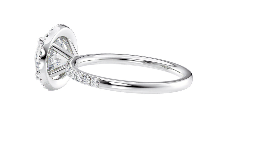Round Halo Diamond Band Engagement Ring