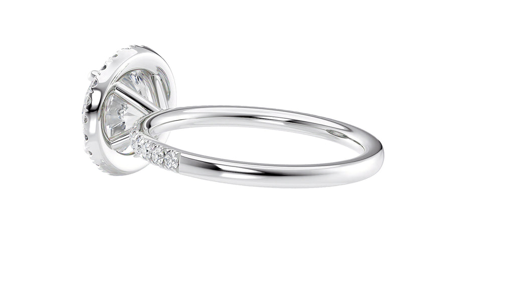 Round Halo Diamond Band Engagement Ring