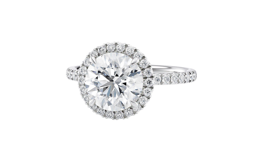 Round Halo Diamond Band Engagement Ring