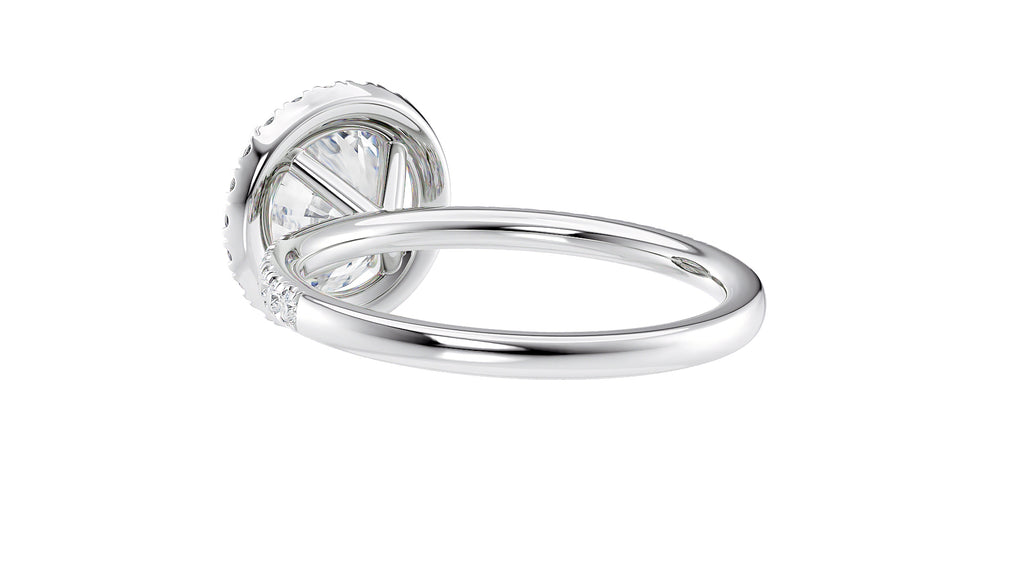 Round Halo Diamond Band Engagement Ring
