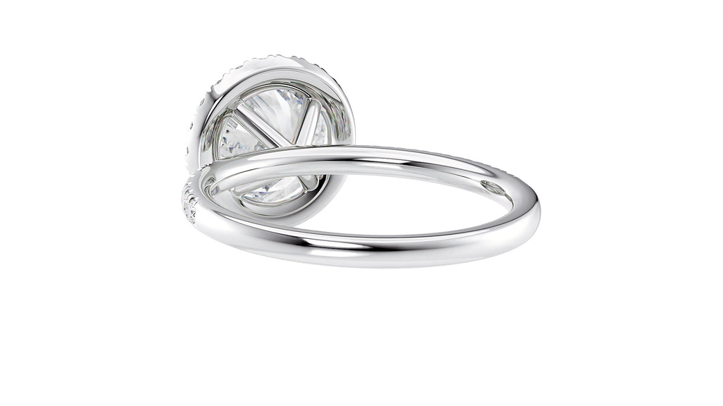 Round Halo Diamond Band Engagement Ring