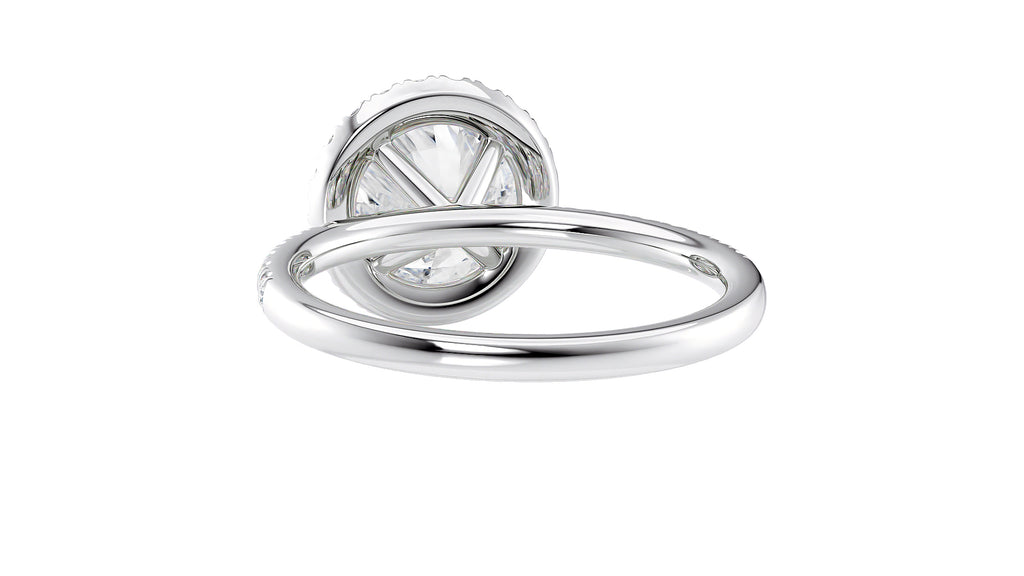 Round Halo Diamond Band Engagement Ring