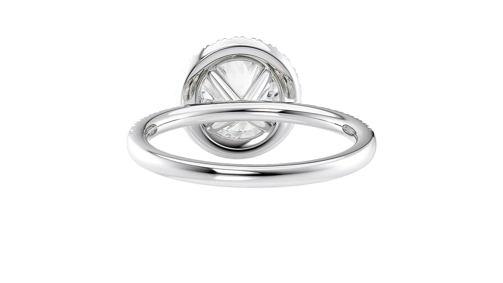 Round Halo Diamond Band Engagement Ring