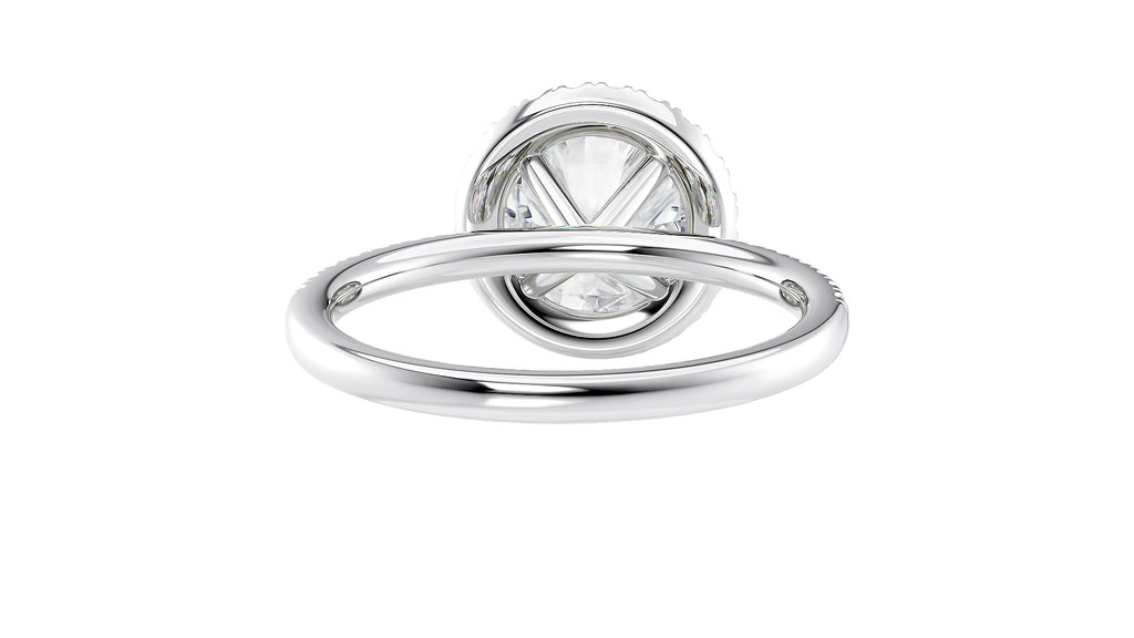 Round Halo Diamond Band Engagement Ring
