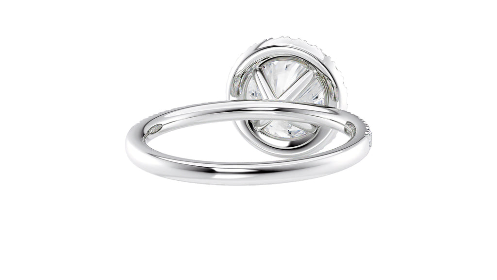 Round Halo Diamond Band Engagement Ring