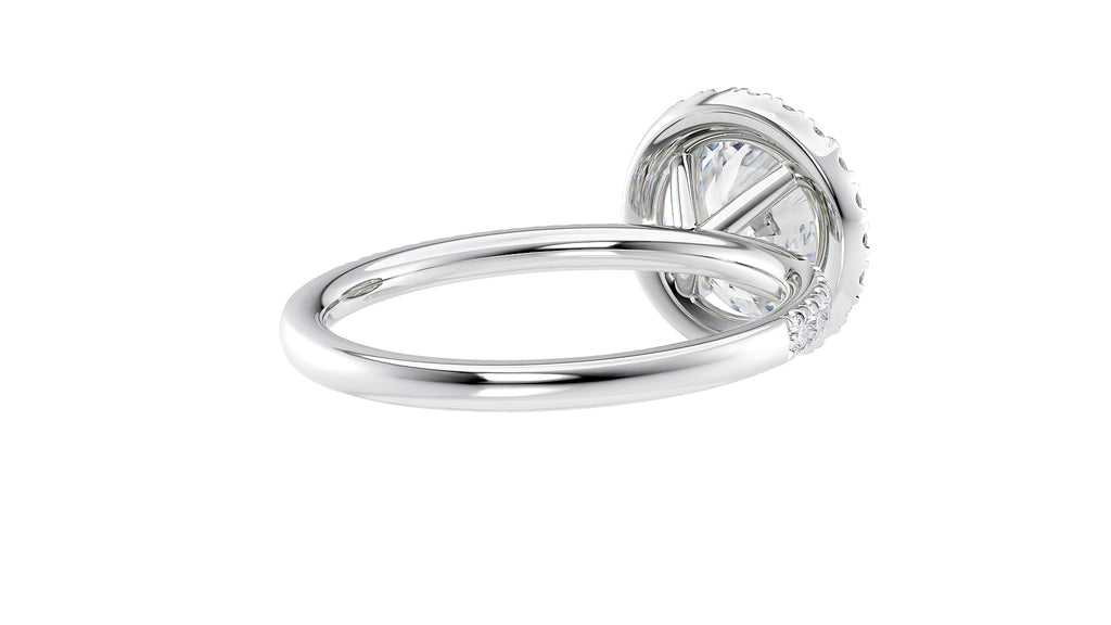 Round Halo Diamond Band Engagement Ring
