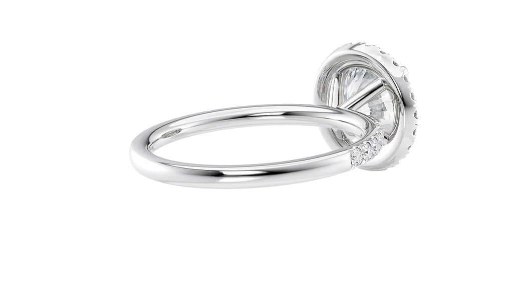 Round Halo Diamond Band Engagement Ring