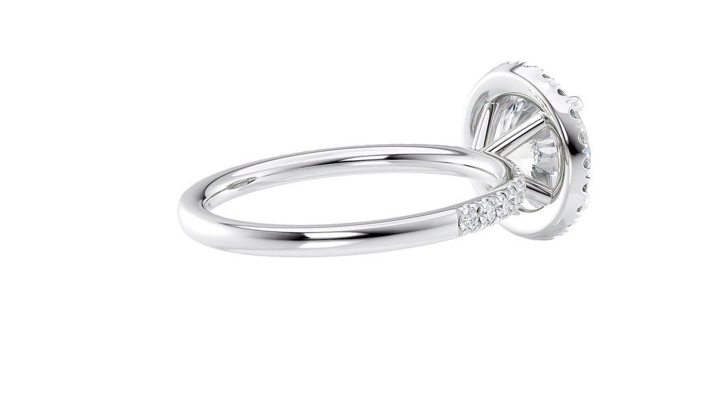 Round Halo Diamond Band Engagement Ring