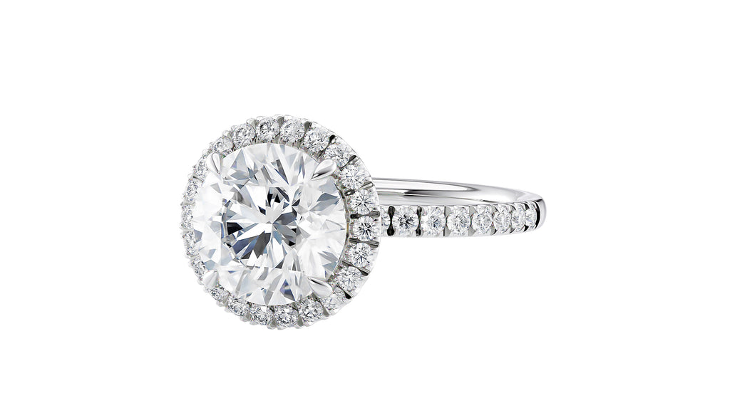 Round Halo Diamond Band Engagement Ring