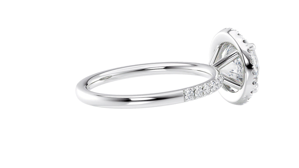 Round Halo Diamond Band Engagement Ring
