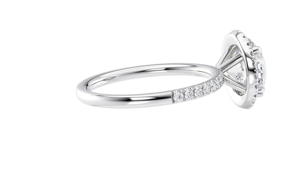 Round Halo Diamond Band Engagement Ring