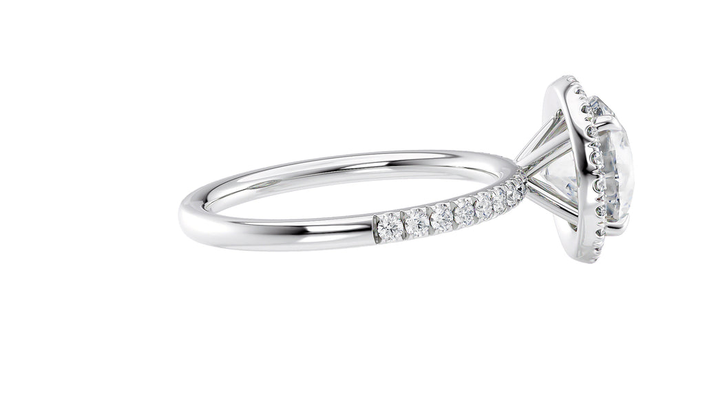 Round Halo Diamond Band Engagement Ring