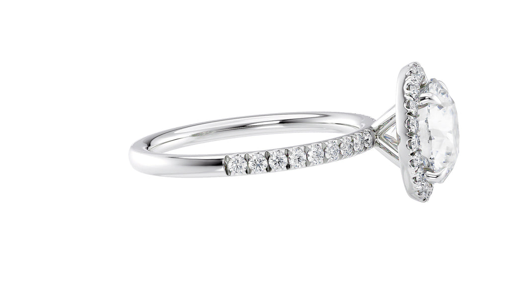Round Halo Diamond Band Engagement Ring