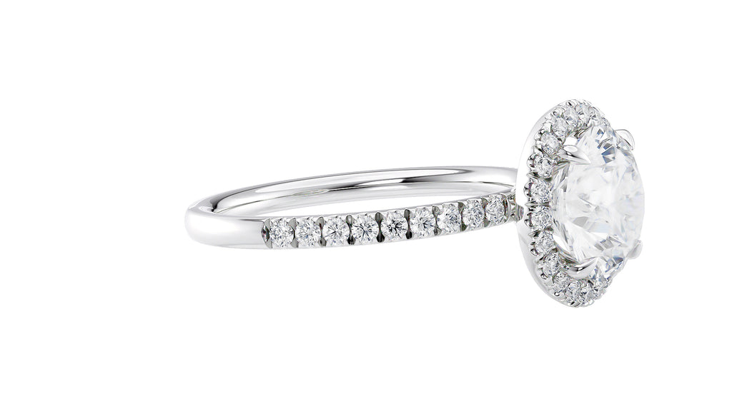 Round Halo Diamond Band Engagement Ring
