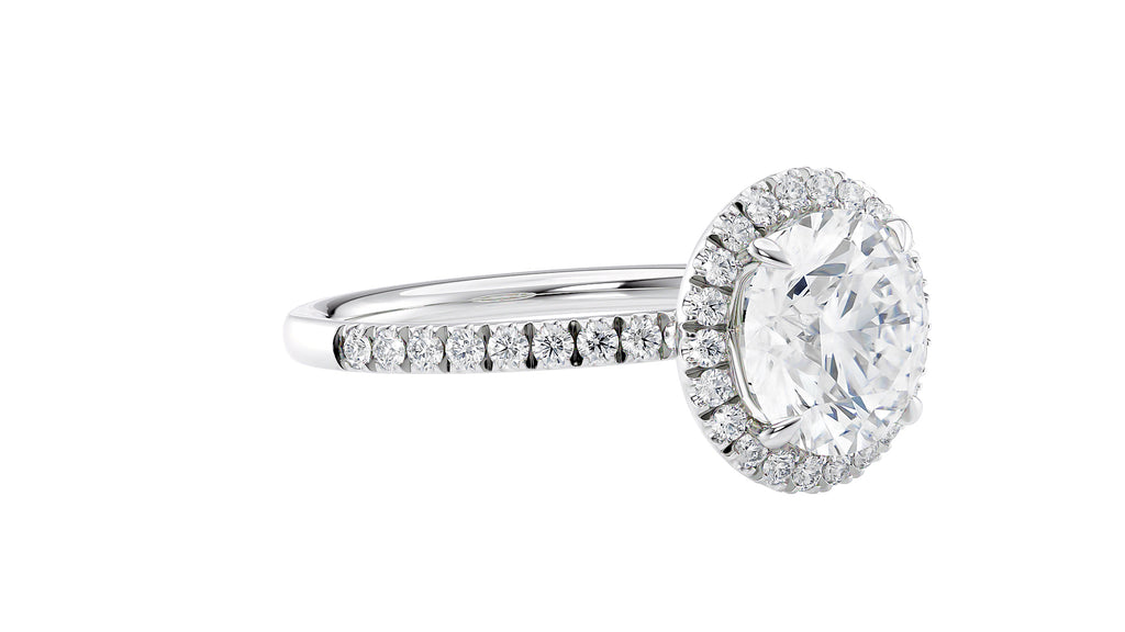 Round Halo Diamond Band Engagement Ring