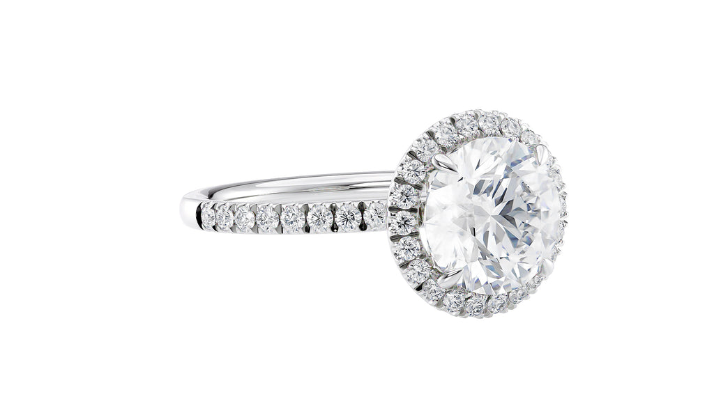 Round Halo Diamond Band Engagement Ring
