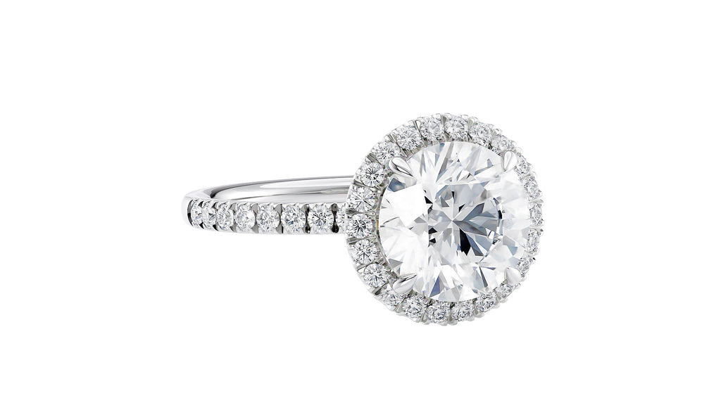 Round Halo Diamond Band Engagement Ring
