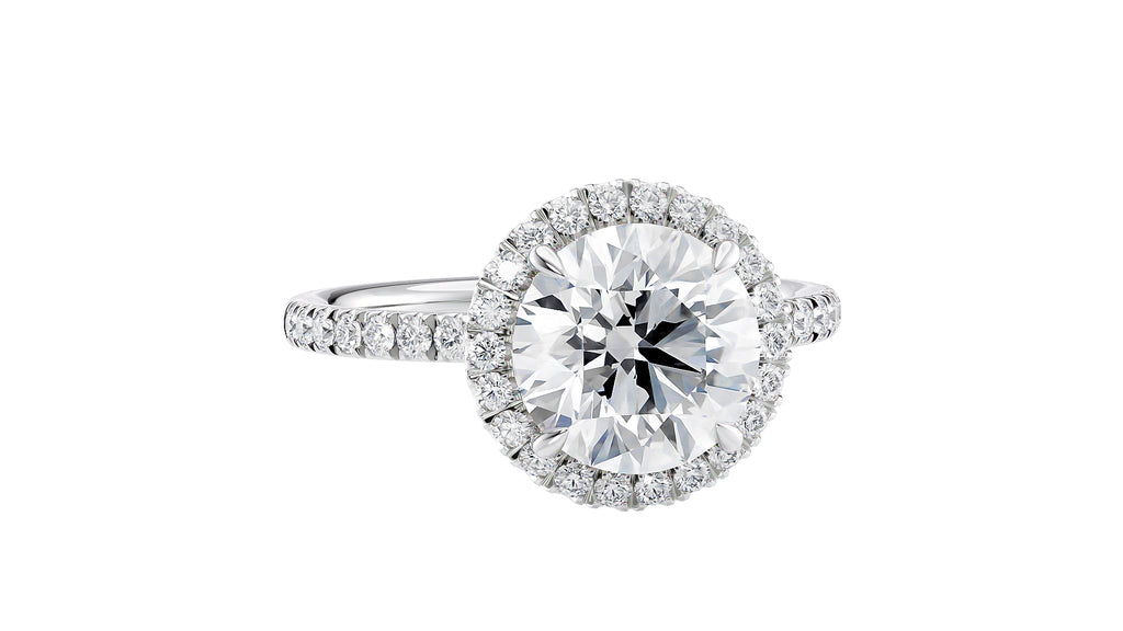 Round Halo Diamond Band Engagement Ring