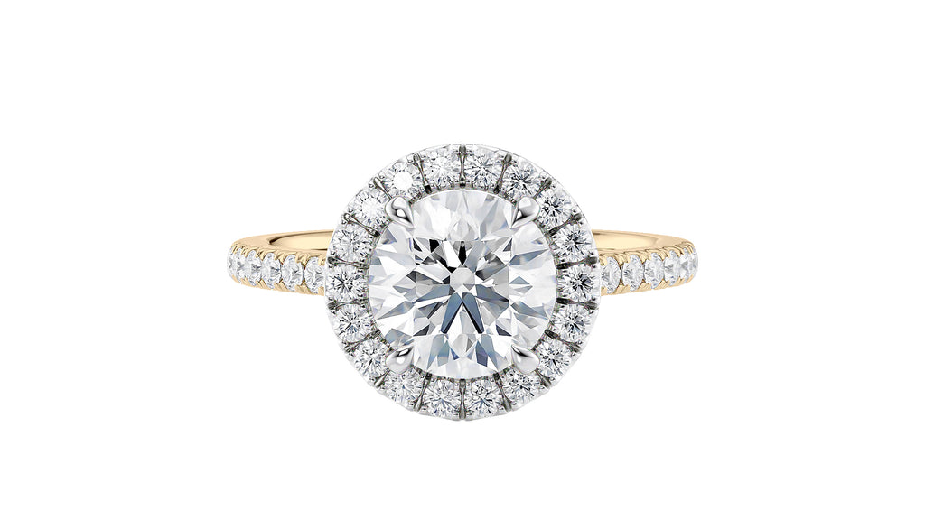 Round Halo Classic Diamond Band Engagement Ring